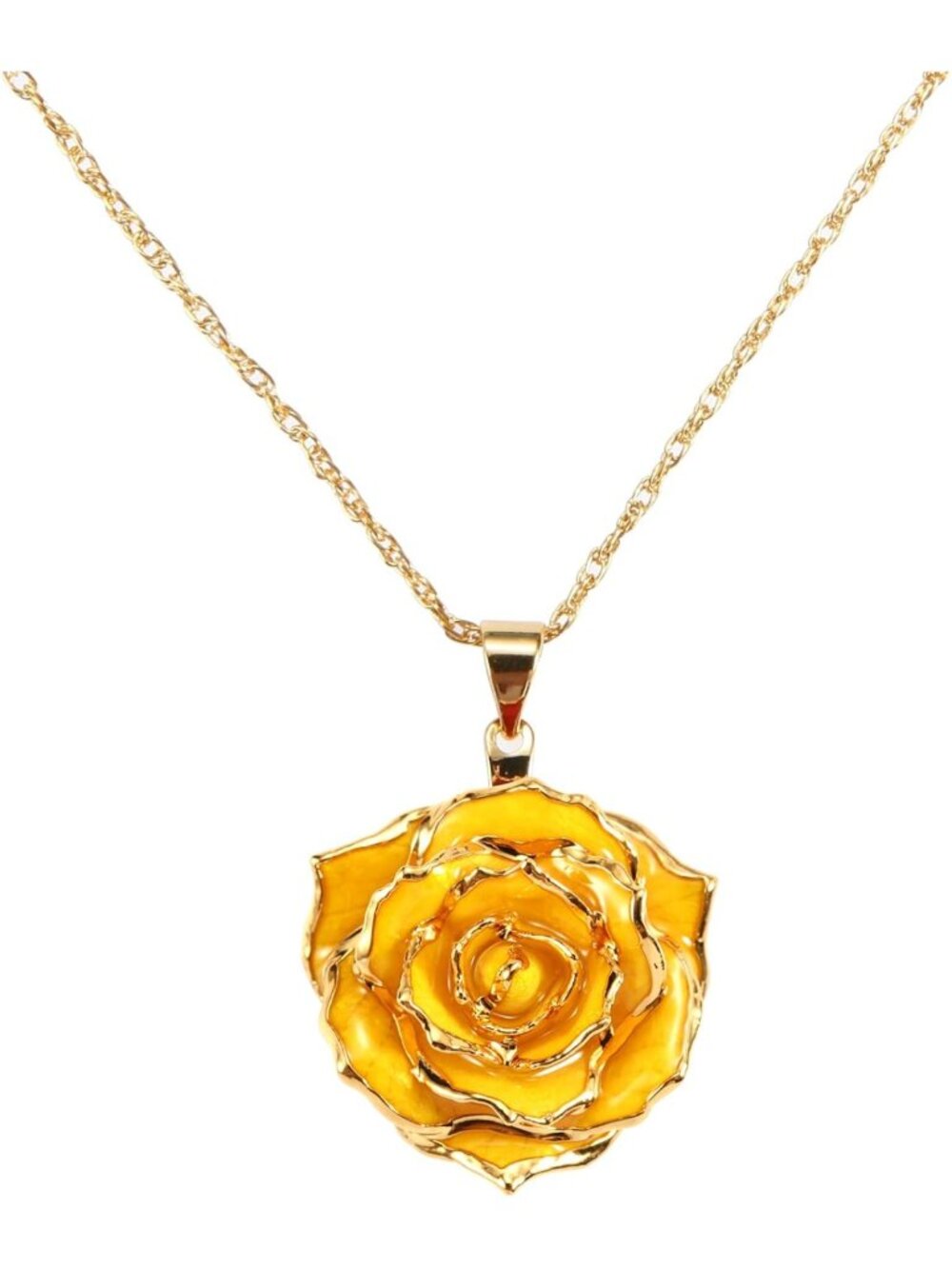 Real Rose Gold Dipped Necklace - 24K Pendant Jewelry for Women, Perfect Gift for